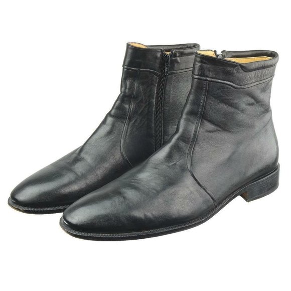 NORSTROM Flex Construction Ankle Boots Buttery Leather Black Sz. 10.5 EE ITALY